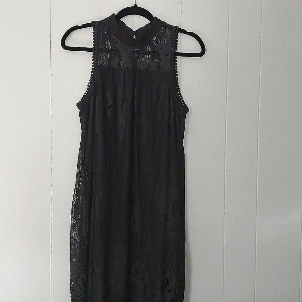 Maurices high neck dark gray lace dress